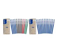 Pilot - 12 Stylos FriXion Ball Stick - Encre Gel Effaçable - 4 Bleus, 4 Noirs, 2 Rouges, 2 Verts - Le FriXion Économique à Pointe Moyenne - Pour Mettre La Trousse d'école - Fourniture Scolaire