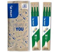 PILOT - 2 étuis de 3 recharges FriXion - Roller encre gel effaçable - Pointe moyenne - Vert Vert