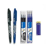 PILOT - 2 FriXion Ball + 6 Recharges + 1 Gomme - Effaçable - Bleu, Noir | Encre Thermosensible - Écriture Fluide, Propre, Sans Ratures - Bleu, Noir - Pointe Moyenne 0,7mm
