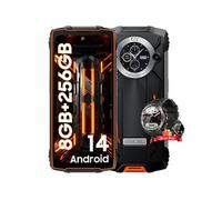 PILOT 2 Smartphone Incassable 6.5 Double Ecran (8+16)Go+256Go 50MP+32MP 8800mAh Orange avec Montre Connectée W50 Pro