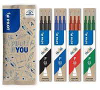 PILOT - 3 étuis de 4 recharges FriXion Pour Stylos Effaçables. Compatibles FriXion Ball et FriXion Ball Clicker - Noir, Bleu, Rouge, Vert - Pointe Fine