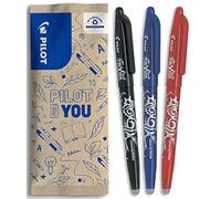 Pilot Stylo FriXion Ball 0,7 mm, pointe moyenne, encre gel effaçable, lot de 3 Noir Bleu Rouge