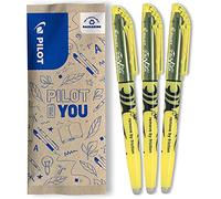 PILOT - 3 FriXion Light - Surligneur Effaçable - Jaune Fluo | Encre Thermosensible - Notes Propres, Sans Ratures - Jaune Fluo - Pointe Biseautée Fin ou Large