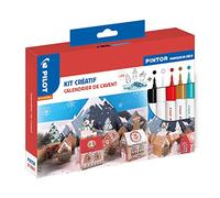 Pilot 3131910414476 Kit créatif PINTOR - marqueur déco - Calendrier de l'Avent + 5 marqueurs pointe fine, coloris métalliques : noir, blanc, rouge, marron et vert