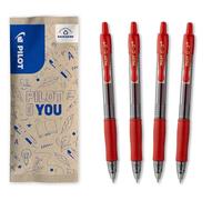 PILOT - 4 G2 Plus - Stylo Encre Gel - Rouge - Idéal Corrections | Rétractable & Rechargeable - Idéal Enseignants et Professeurs - Grand Confort d'Écriture - Rouge - Pointe Moyenne (0,7mm)