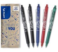PILOT - 5 FriXion Ball Clicker - Stylo Effaçable Rétractable | Écriture Fluide, Propre, Sans Ratures - Grip Ergonomique - 2 Noir, 1 Bleu, 1 Rouge, 1 Vert - Pointe Moy. 0,7mm