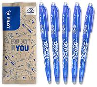 Pilot Roller FriXion Ball – lot de 5, encre gel effaçable bleu, pointe fine 0,5 mm, rechargeable