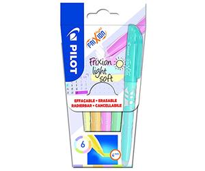 PILOT - 5 FriXion Light Soft - Surligneur Effaçable - Couleurs Pastel | Encre Thermosensible - Notes Propres, Sans Ratures - Rose, Jaune, Violet, Bleu, Orange - Pointe Biseautée