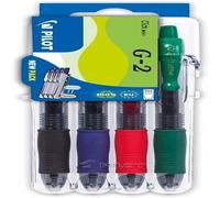 Pilot Pen 2605S4E Lot de 4 stylos à encre gel G2 Noir/rouge/bleu/vert