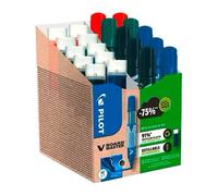 Pilot Pen Marqueurs V-Board Master Plastique recyclé 1,7 mm avec recharges assorties – Lot de 10