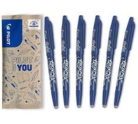 PILOT - 6 FriXion Ball - Stylo Effaçable Rechargeable - Bleu | Encre Thermosensible - Écriture Fluide, Propre, Sans Ratures - Bleu - Pointe Moyenne 0,7mm