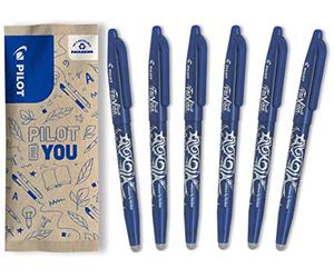 PILOT - 6 FriXion Ball - Stylo Effaçable Rechargeable - Bleu | Encre Thermosensible - Écriture Fluide, Propre, Sans Ratures - Bleu - Pointe Moyenne 0,7mm