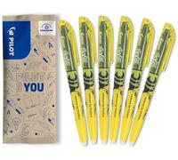 PILOT - 6 FriXion Light - Surligneur Effaçable - Jaune Fluo | Encre Thermosensible - Notes Propres, Sans Ratures - Jaune Fluo - Pointe Biseautée pour Tracé Fin ou Large