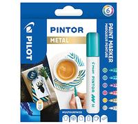 PILOT - 6 Pintor, Marqueur Peinture Multi-Surfaces - Couleurs Métal | Base Eau - Textile, Verre, Bois, Pierre, DIY - Séchage Rapide - Haute Couverture - Pointe Moyenne