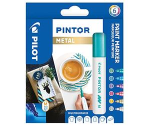 PILOT - 6 Pintor, Marqueur Peinture Multi-Surfaces - Couleurs Métal | Base Eau - Textile, Verre, Bois, Pierre, DIY - Séchage Rapide - Haute Couverture - Pointe Moyenne