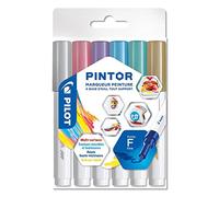 Pilot Pen - Marqueurs Pintor - Pointe fine, séchage rapide - Pochette 6 métalliques
