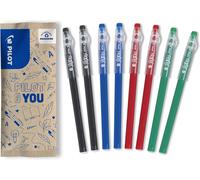 Pilot - 8 Frixion Ball Stick Pens - Erasable Gel Ink - 2 Black, 2 Blue, 2 Red, 2 Green - The Frixion Economical Medium Tip - To Put In The Pencil Case - School Supplies
