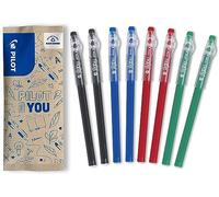 PILOT Roller encre gel effaçable FriXion Ball Stick 0,7 mm lot de 8 couleurs Noir Bleu Rouge Vert pointe moyenne Noir, Bleu, Rouge, Vert G