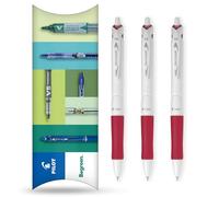 Pilot Acroball Lot de 3 stylos à bille rétractables Blanc pur - Gamme Begreen 79 % recyclé - Pointe moyenne de 1,0 mm - Idéal pour écrire, école, maison, révision, bureau (rouge)