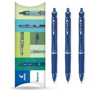 Pilot Acroball Lot de 3 stylos à bille rétractables - Gamme Begreen 79 % recyclé - Pointe fine de 0,7 mm - Idéal pour écrire, école, maison, révision, bureau (bleu)