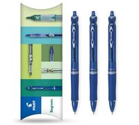 Pilot Acroball Lot de 3 stylos à bille rétractables - Gamme Begreen 79 % recyclé - Pointe moyenne de 1 mm - Idéal pour écrire, école, maison, révision, bureau (bleu)