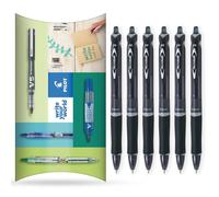PILOT Acroball Lot de 6 stylos à bille rétractables - Gamme Begreen 79 % recyclé - Pointe moyenne de 1,0 mm - Idéal pour écrire, école, maison, révision, bureau (noir)