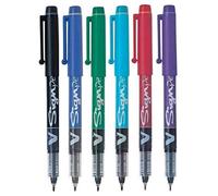 Pilot SW-VSP Lot de 6 stylos à bille de couleur assortie (1 de chaque couleur Noir/rouge/bleu/vert/violet/bleu clair)