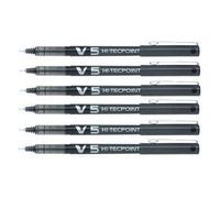 Pilot BX V5 Hi-Tecpoint Lot de 6 stylos roller extra fins Noir Pointe 0,5 mm Pointe 0,3 mm