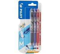 Pilot - Roller effaçable FriXion Ball Clicker 0,7 - Pointe moyenne - Blister 3 Noir/Bleu/Rouge