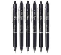 Pilot BLRT-FR7 Frixion Clicker Lot de 6 stylos rollers à pointe fine rétractable Encre noire effaçable Pointe 0,7 mm Trait 0,35 mm