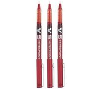 Pilot BX V5 Hi-Tecpoint Lot de 3 stylos roller à pointe extra fine 0,5 mm Largeur de trait 0,3 mm Rouge