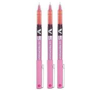 Pilot BX V5 Hi-Tecpoint Lot de 3 stylos roller à pointe extra fine 0,5 mm Trait 0,3 mm Rose