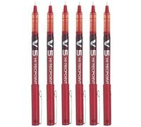 Pilot BX-V5 Hi-Tecpoint Lot de 6 stylos à bille Pointe extra fine 0,5 mm Trait 0,3 mm Rouge