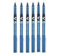 Pilot BX V5 Hi-Tecpoint Lot de 6 stylos roller à pointe extra fine 0,5 mm Largeur de trait 0,3 mm Bleu