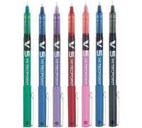 Pilot Bx V5 High Tech Rollerball Pen Set Assorted Colours 0.5mm Extra Fine Tip 0.3mm Line Width (7 Colors: Black, Red, Blue, Green, Purple, Pink, Sky Blue)