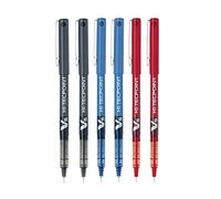 Pilot BX V5 stylo à bille extra-fin assorti, assortiment, pointe, pointe 0.5mm, largeur 0,3 mm (paquet de 6) 2 bleu '+ 2 noir + 2 rouge