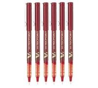 Pilot BX V7 Hi-Tecpoint Fine Stylo roller Pointe 0,7 mm pointe Largeur de ligne 0,5 mm - Lot de 6 rouge