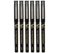 Pilot BX-V7 Hi-Tecpoint Lot de 6 stylos à bille Pointe fine 0,7 mm Trait 0,5 mm Noir