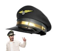 Pilot Cap - Airplane Halloween Costume Cap | Sailors Hat Caps Adult Navy Pilot Airline Captain Hat | Navy Blue, Breathable Cotton, Ajustable Strap, Unisexe For Theme Party, Role Play, Costume Events