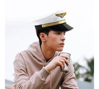 Pilot Captain Hat - Navy Airline Officer Cap, aviators Cosplay Hat | Chapeau pilote de la compagnie aérienne de style militaire classique, Adulte Men Femmes Costume Accessoire pour les fêtes d'Hallowe