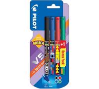 PILOT - COLLECTION MIKA - Roller encre liquide V5 - Encre noire/bleue/rouge - x3 + 1 BONUS PACK Vert