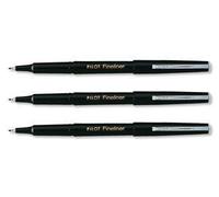Pilot - Fineliner - Stylo Feutre Pointe Fine Baguée Métal - Corps Plastique Couleur - Encre Noir - Lot De 12