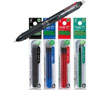 Pilot FriXion Ball 2268001 Stylo roller 4 couleurs 0,5 mm Noir (stylo + mines de rechange)
