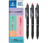 Pilot Frixion Ball Plus - Lot de 3 stylos à bille effaçables - Pointe moyenne de 0,7 mm - Encre thermosensible - Effacé propre - Pour le marquage des tissus au bureau, à l'école - Rouge