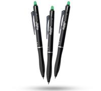 Pilot Frixion Ball Plus Lot de 3 stylos roller effaçables Pointe moyenne 0,7 mm Encre thermosensible Effacement propre Corps en plastique durable pour bureau, école, marquage de tissu et projets Vert