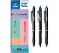 PILOT Frixion Ball Plus - Lot de 3 stylos roller effaçables - Pointe moyenne de 0,7 mm - Encre thermosensible - Effacement propre pour le marquage de tissu - Oreiller (vert)