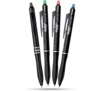 Pilot Frixion Ball Plus Lot de 4 stylos roller effaçables 0,7 mm Couleurs assorties Noir/bleu/vert/rouge Encre thermosensible Écriture lisse effaçable à la chaleur pour bureau, école, marquage de