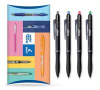 Pilot Frixion Ball Plus Lot de 4 stylos roller effaçables - Pointe moyenne de 0,7 mm - Encre thermosensible - Effacement propre pour le marquage de tissu - Oreiller (multicolore)