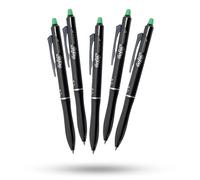 Pilot Frixion Ball Plus Lot de 5 stylos roller effaçables verts à encre thermosensible Pointe de 0,7 mm Pointe moyenne Écriture lisse Marquage propre Corps en plastique durable pour bureau école