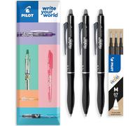 Pilot Frixion Ball Plus Stylo roller effaçable + recharges - Pointe moyenne 0,7 mm - Encre thermosensible effaçable propre pour bureau école - Pillow Pack de 3 stylos + 3 recharges - Encre noire